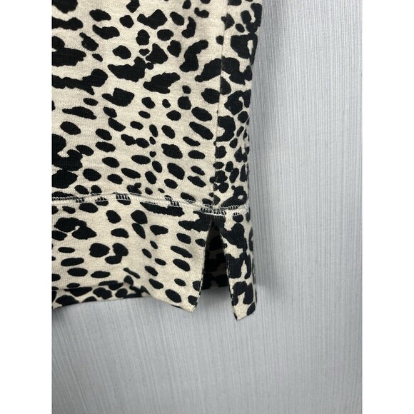 Neutral Leopard Sweatshirt Tee Short Sleeve Raglan Split Hem LOFT Large - Picture 6 of 9